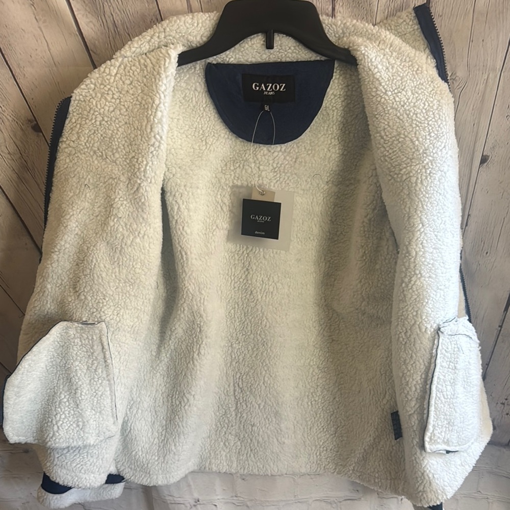 Gazoz Dark Blue and White Sherpa Jacket - Picture 6 of 9